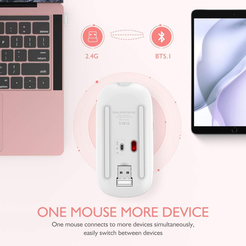 Беспроводная мышь  Bluetooth+ USB+Type-C для ноутбука MacBook ПК iPad