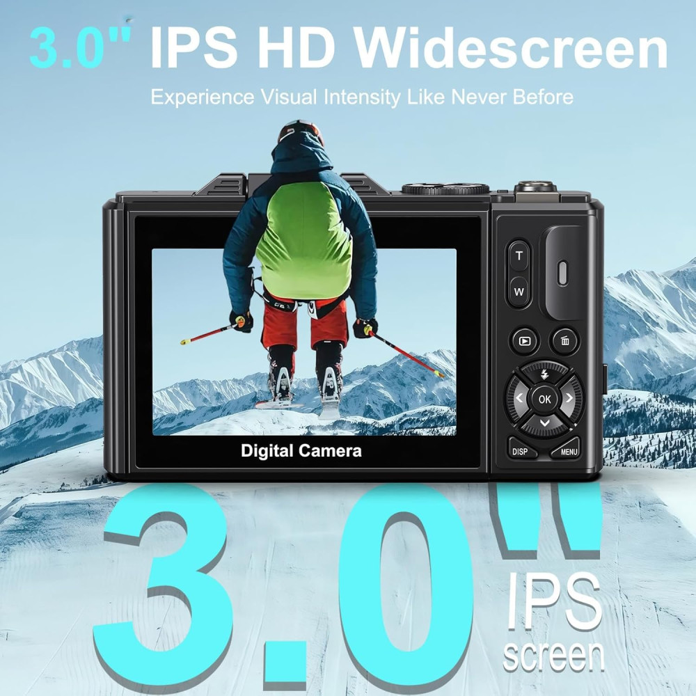 Цифровая камера 5K 75MP, фотокамера фотоаппарат 18х зум с Wi-Fi, карта 64 ГБ