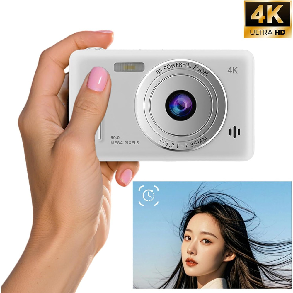 Цифровая ретро-камера 50 МП 4K Ultra HD, + картка 32 гб, фотоаппарат CCD, фотокамера