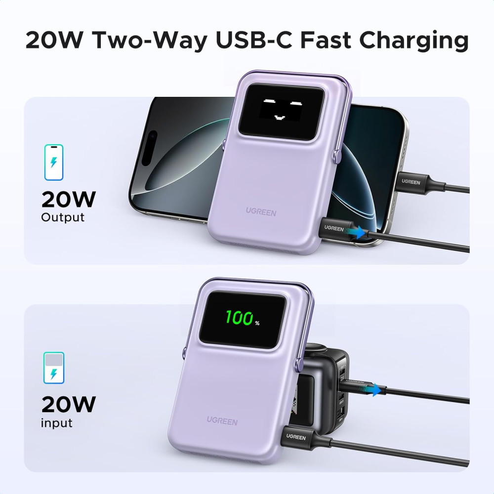 Power Bank Повербанк магнитный 10000mAh UGREEN Uno MagSafe Power Bank 20W