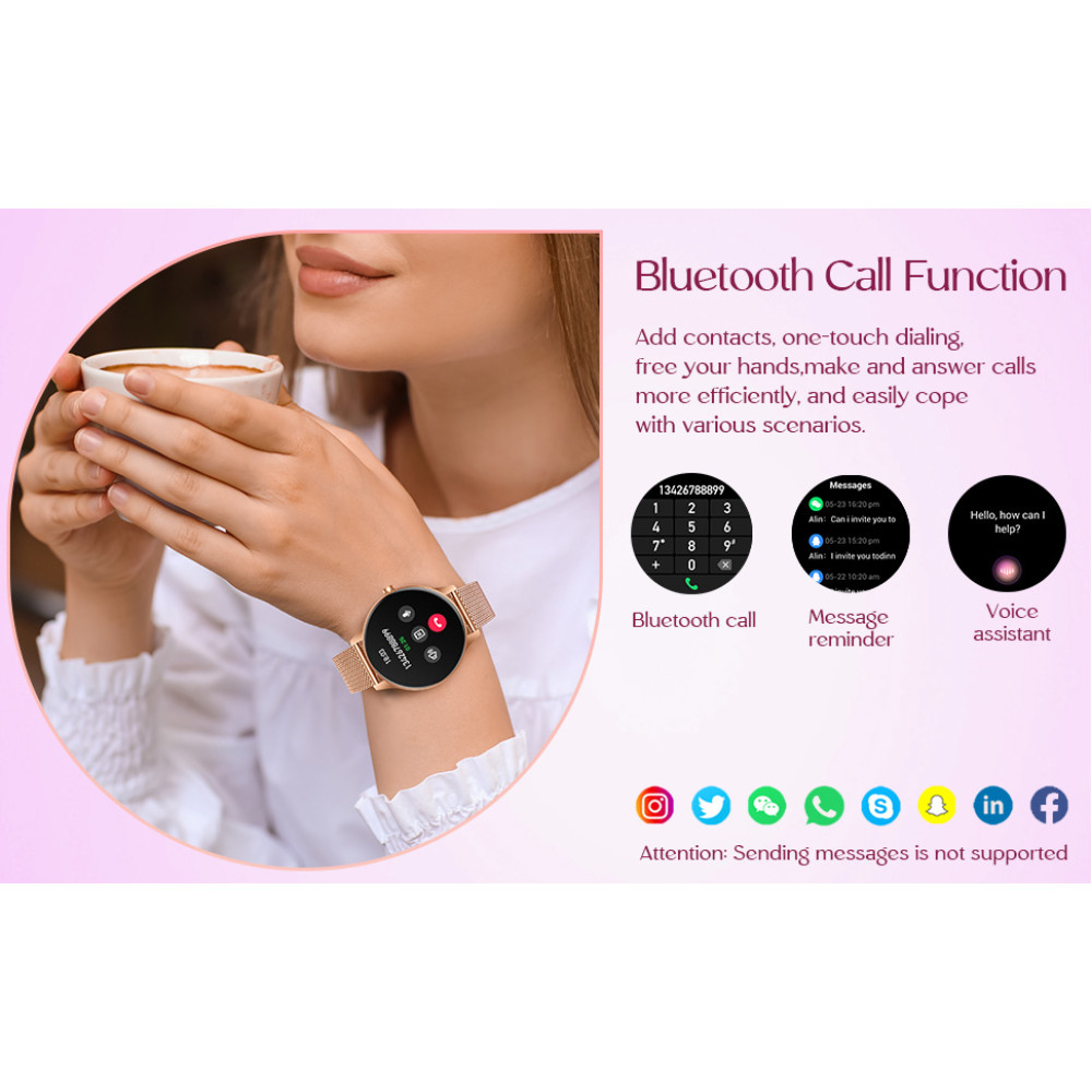 Розумний смарт-годинник, 1,27-дюйм, Bluetooth-дзвінки, для Android iOS +2 ремінця