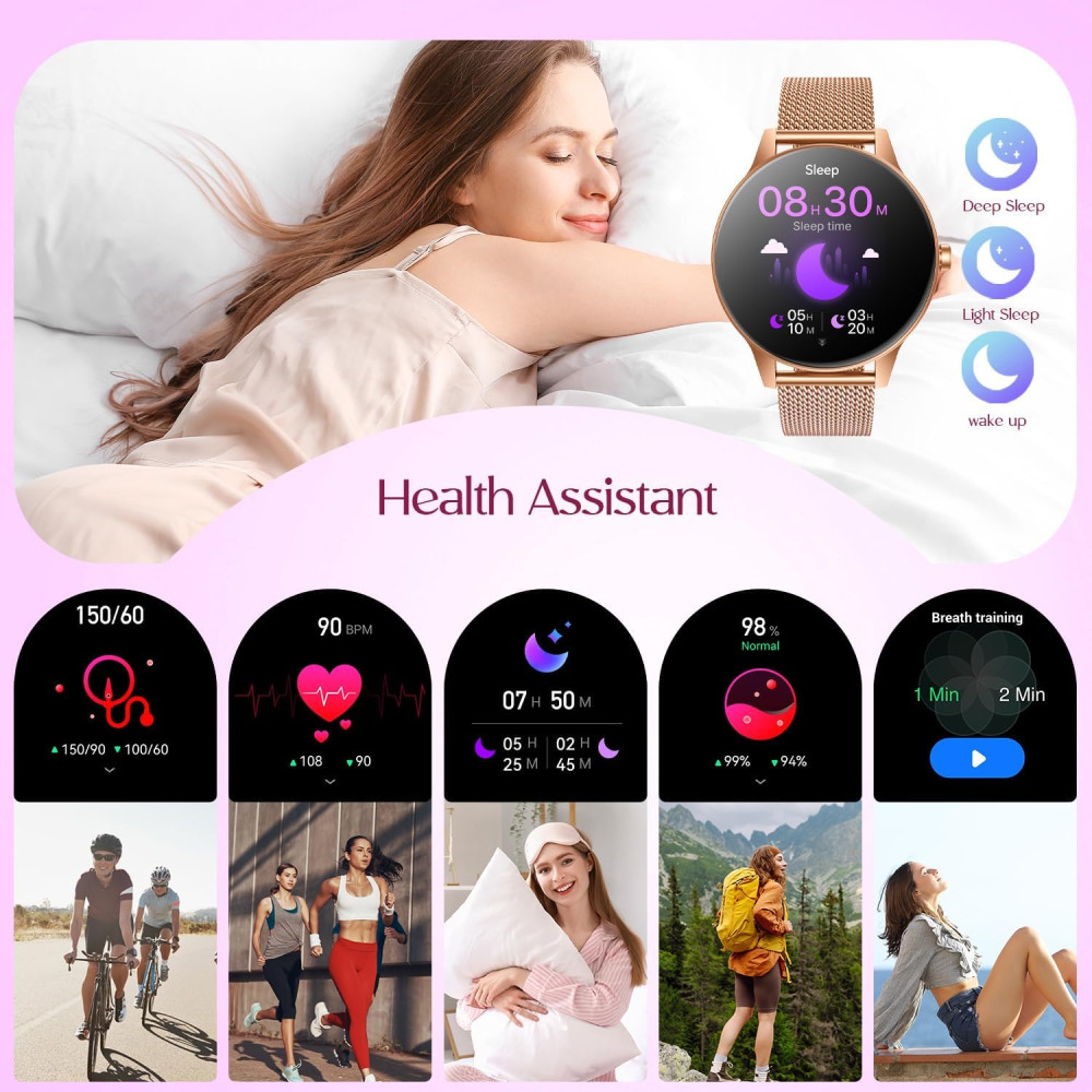 Розумний смарт-годинник, 1,27-дюйм, Bluetooth-дзвінки, для Android iOS +2 ремінця