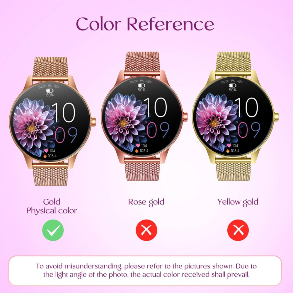 Розумний смарт-годинник, 1,27-дюйм, Bluetooth-дзвінки, для Android iOS +2 ремінця