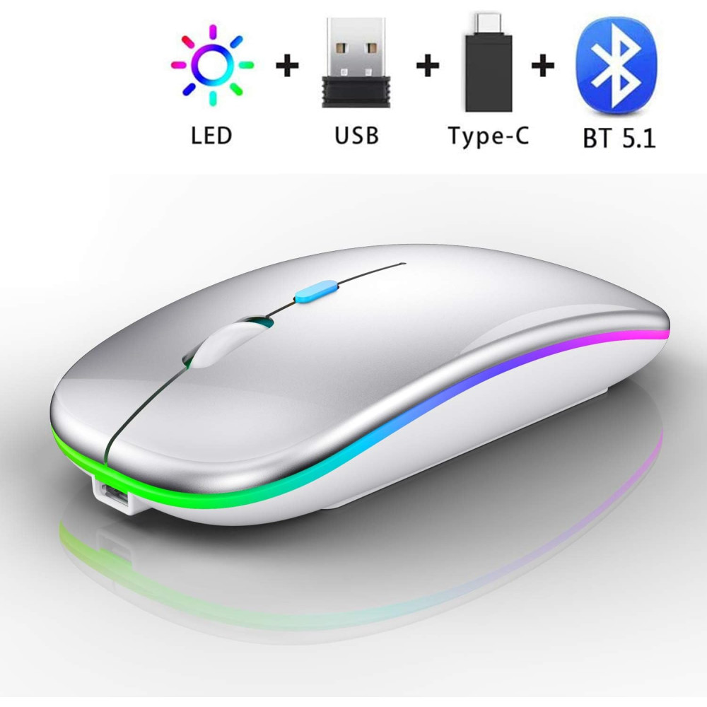 Беспроводная мышь  Bluetooth+ USB+Type-C для ноутбука MacBook ПК iPad