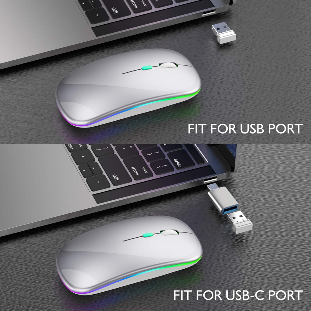Беспроводная мышь  Bluetooth+ USB+Type-C для ноутбука MacBook ПК iPad