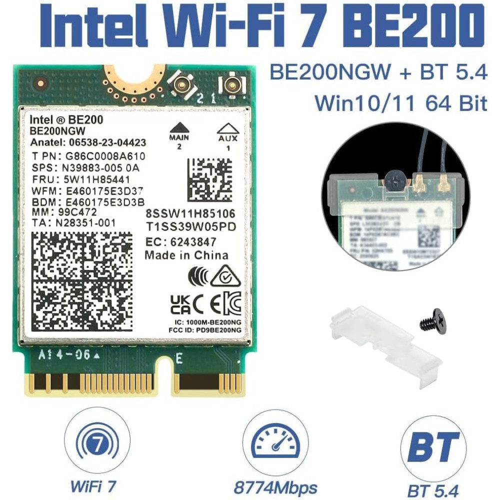 Wi-Fi модуль Intel Wi-Fi 7 BE200 M.2 802.11be Bluetooth 5.4