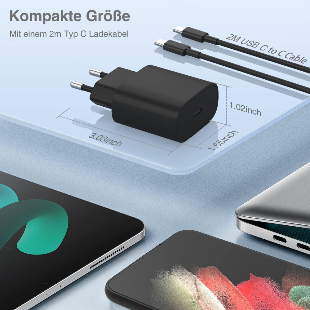 Швидкісний зарядний пристрій CyvenSmart 25W USB-C з кабелем 2 м