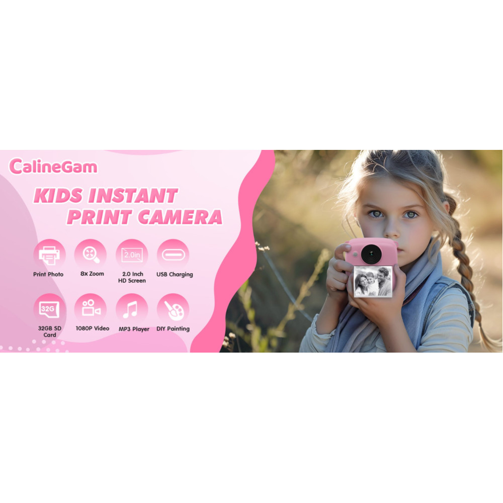 Детская фото камера моментальной печати фотоаппарат CalineGam Kids Camera
