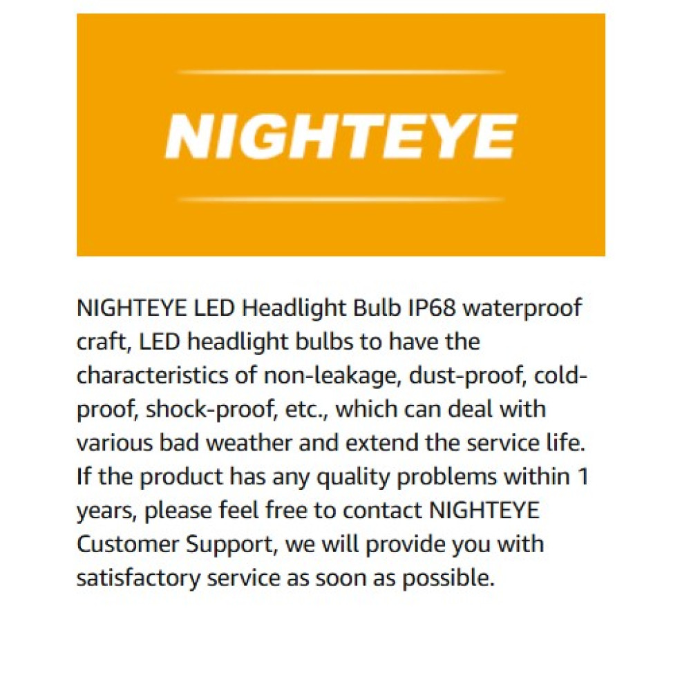 Светодиодная лампа NIGHTEYE H7 для фар, 22000LM, 80W (набор 2 шт.)