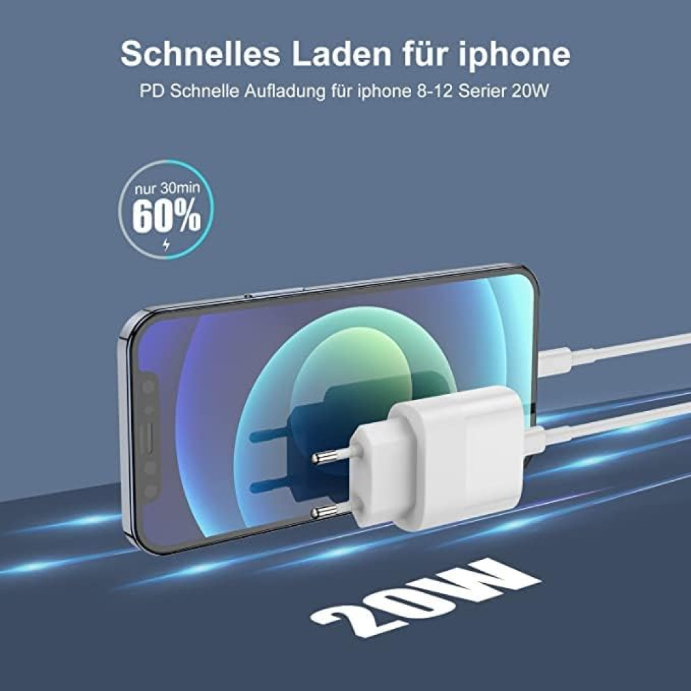 Зарядное устройство Cionum 20W USB-C Fast Charge с кабелем Lightning 2 м