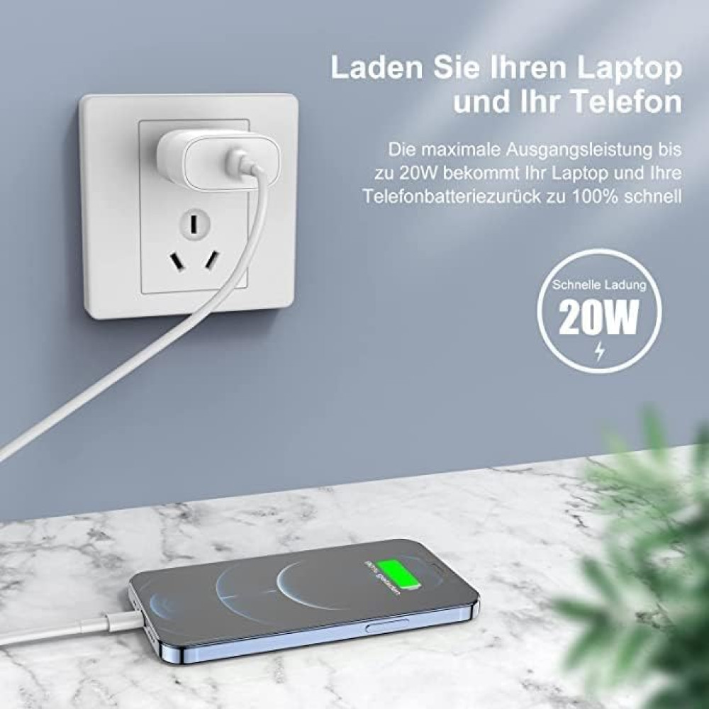 Зарядное устройство Cionum 20W USB-C Fast Charge с кабелем Lightning 2 м