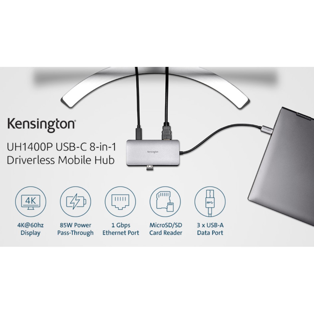 Док-станція UH1400P – Kensington, 8-в-1, 85W Power Delivery, 4K HDMI