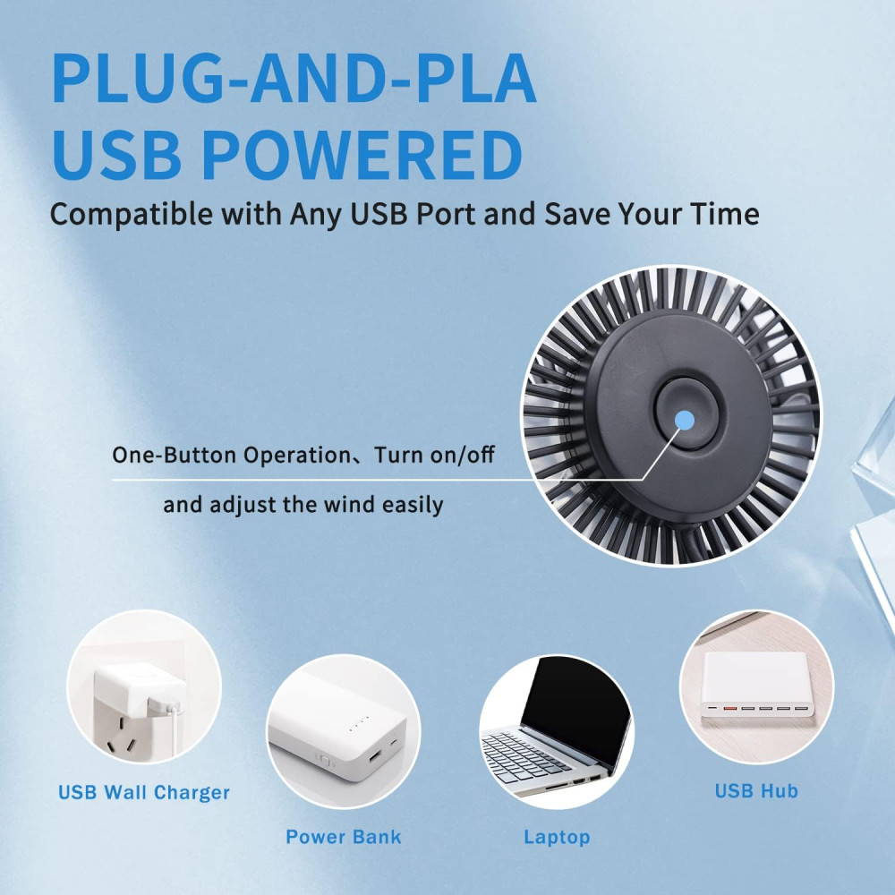 Настольный вентилятор TriPole USB  5.5", 3 скорости