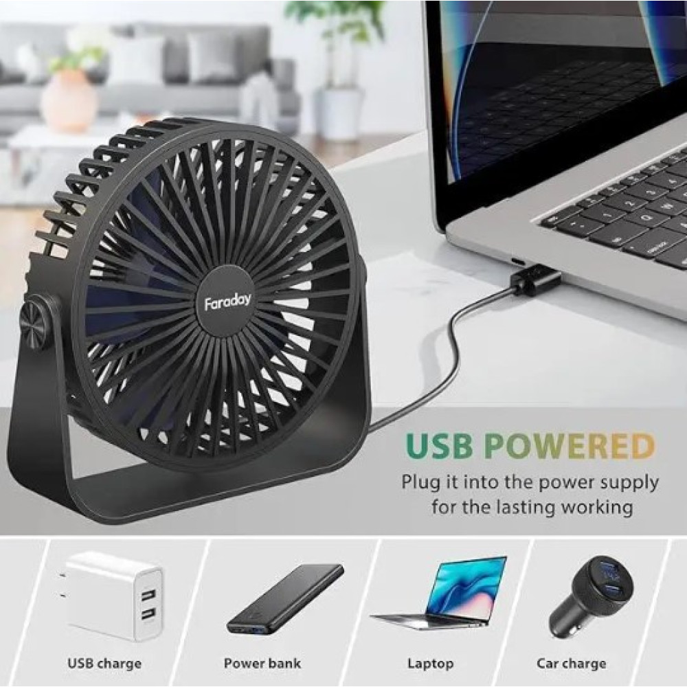 Настольный вентилятор TriPole USB  5.5", 3 скорости