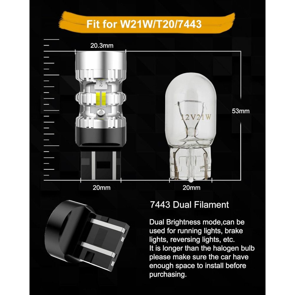 Лампы для авто AGLINT T20 W21W LED  CANBUS 6500K , 2 шт.