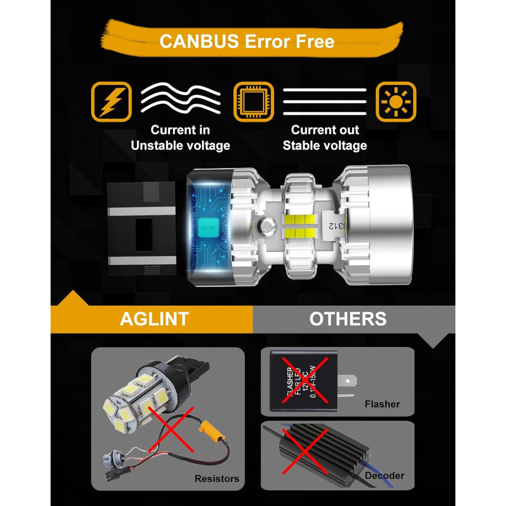 Лампы для авто AGLINT T20 W21W LED  CANBUS 6500K , 2 шт.