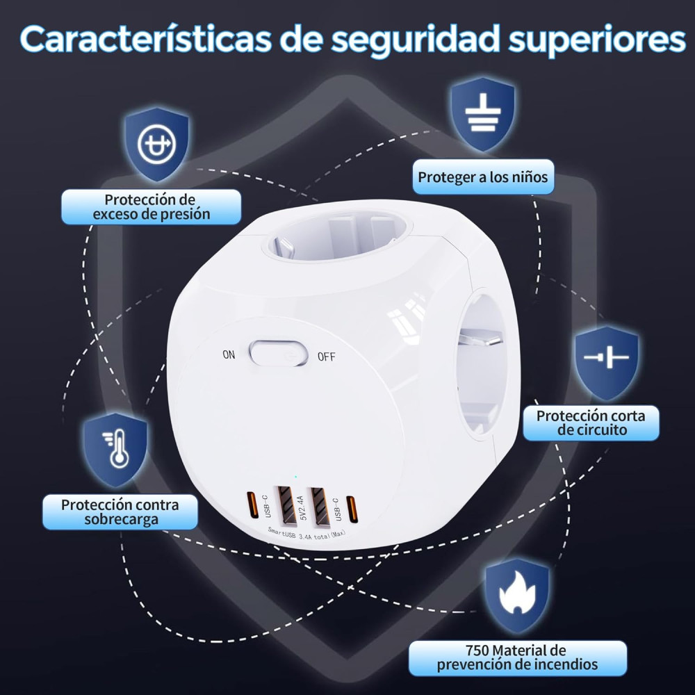 Сетевой фильтр Cube Power Strip USB ZN-OG4A-T