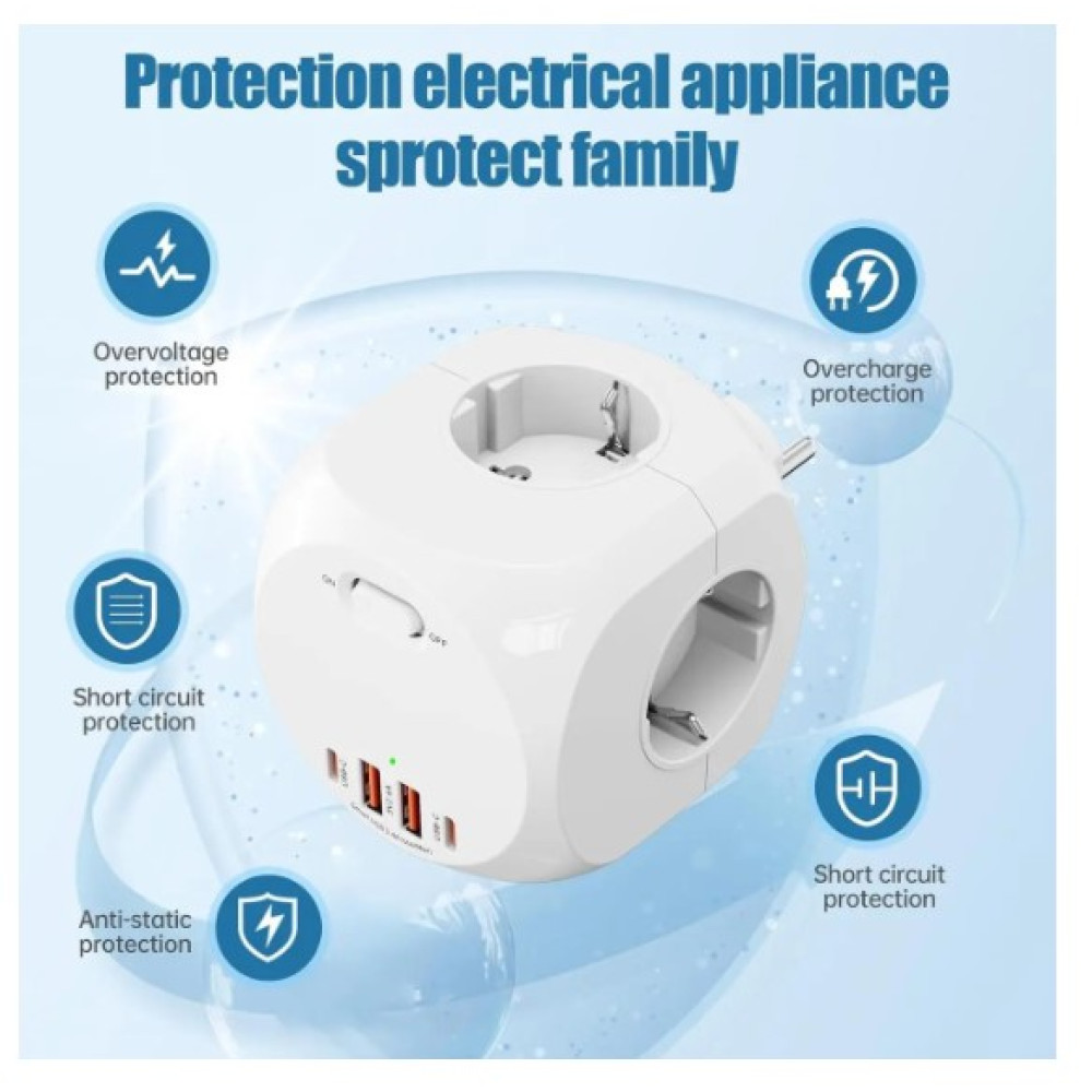 Сетевой фильтр Cube Power Strip USB ZN-OG4A-T