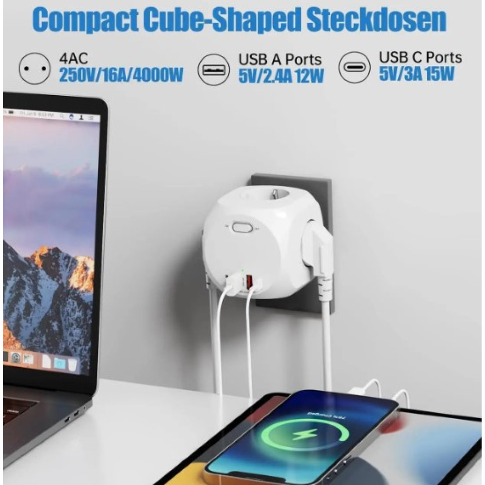Сетевой фильтр Cube Power Strip USB ZN-OG4A-T