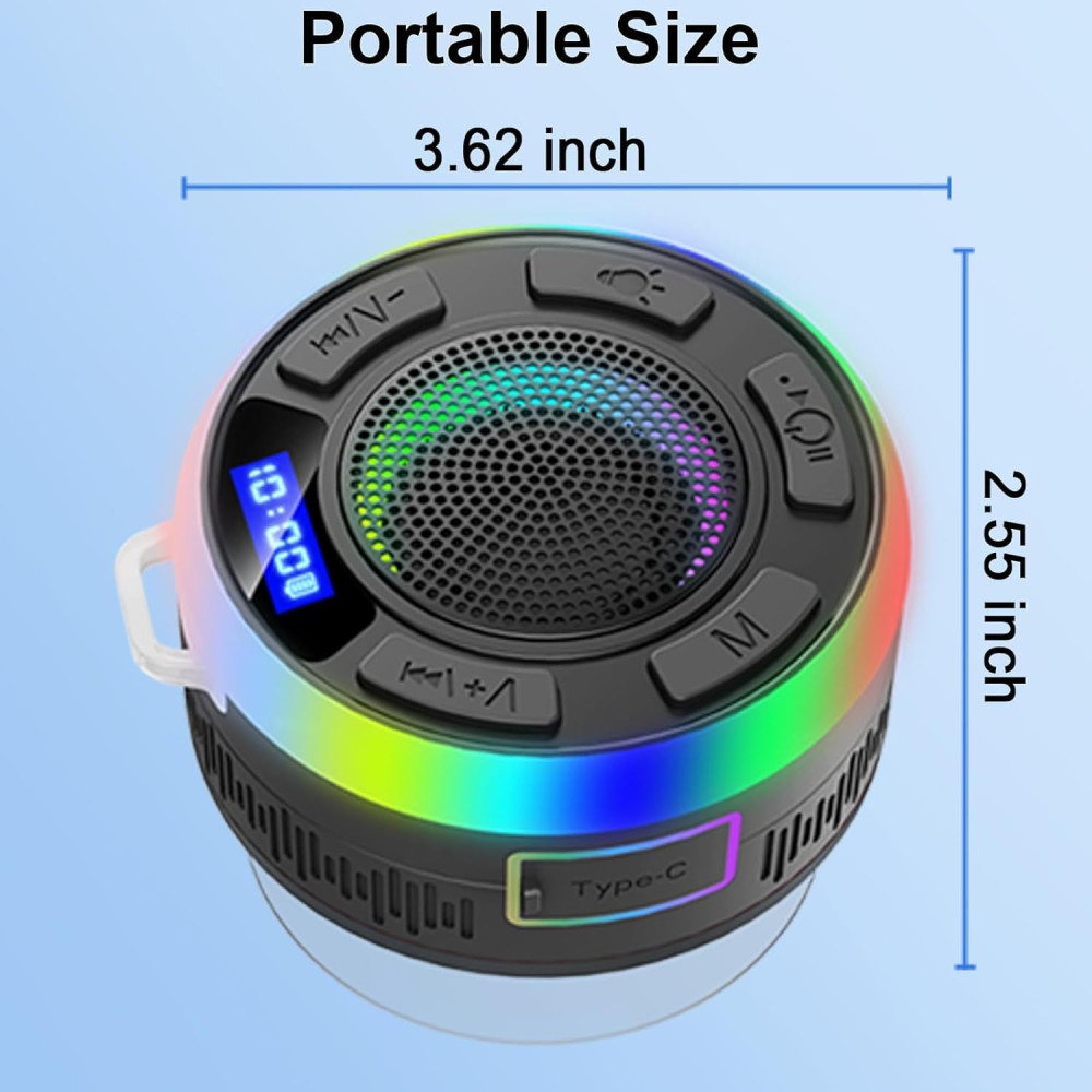 Портативна Bluetooth-колонка для душу PRSCFUM S3 з LED-підсвіткою 