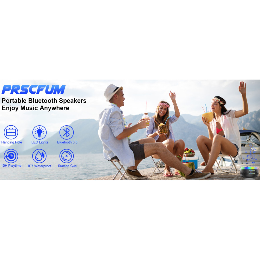 Портативна Bluetooth-колонка для душу PRSCFUM S3 з LED-підсвіткою 