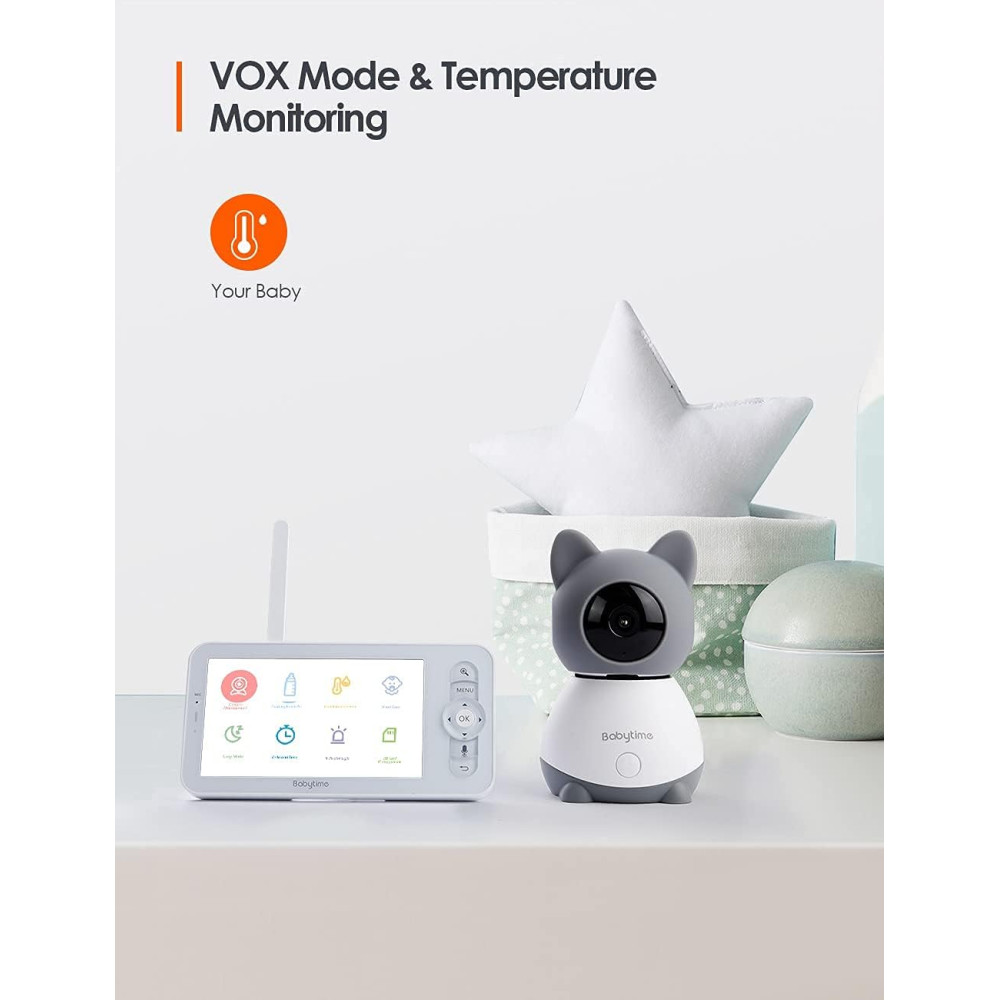 Відеоняня BabyTime з камерою та аудіо, дисплей 5", нічне бачення