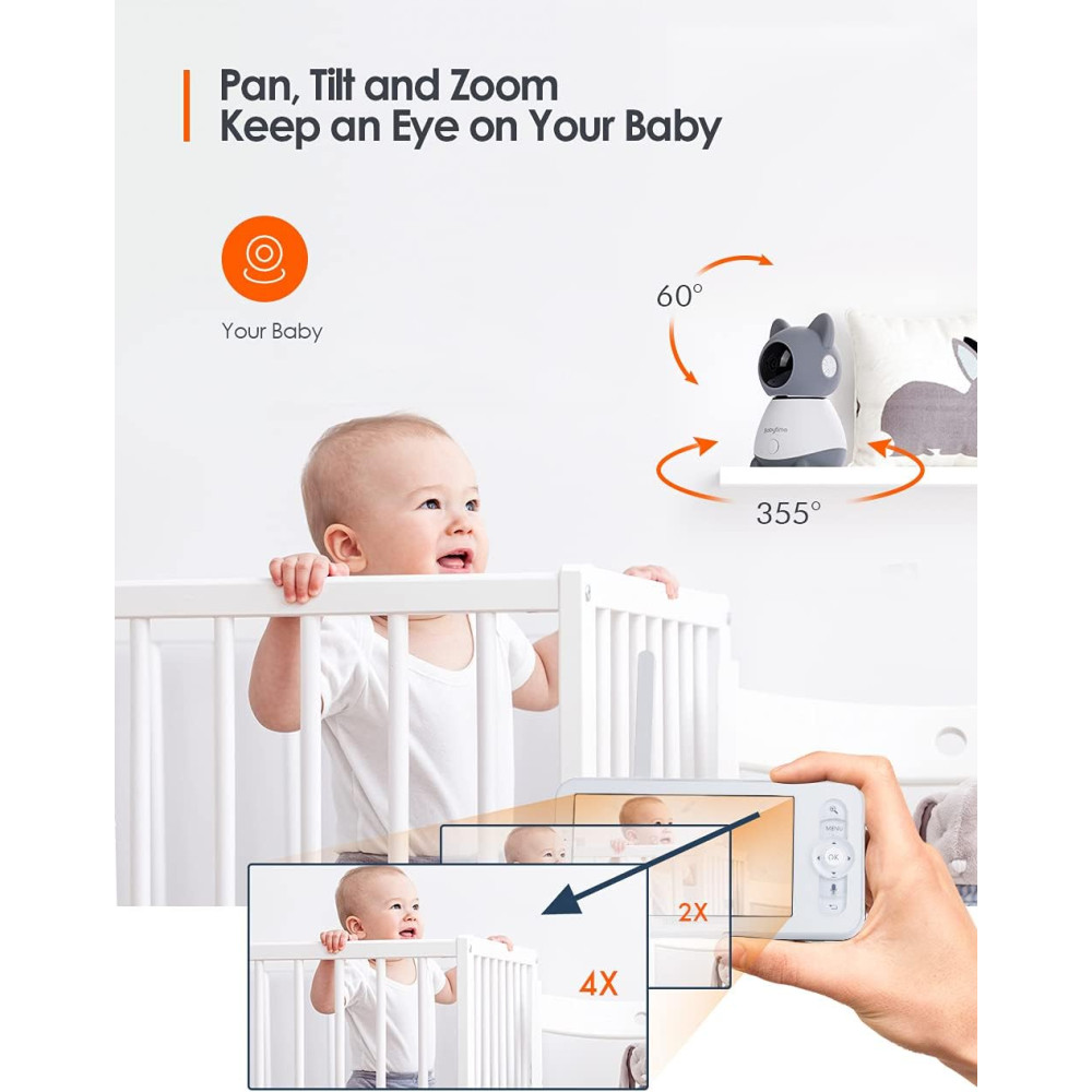Відеоняня BabyTime з камерою та аудіо, дисплей 5", нічне бачення
