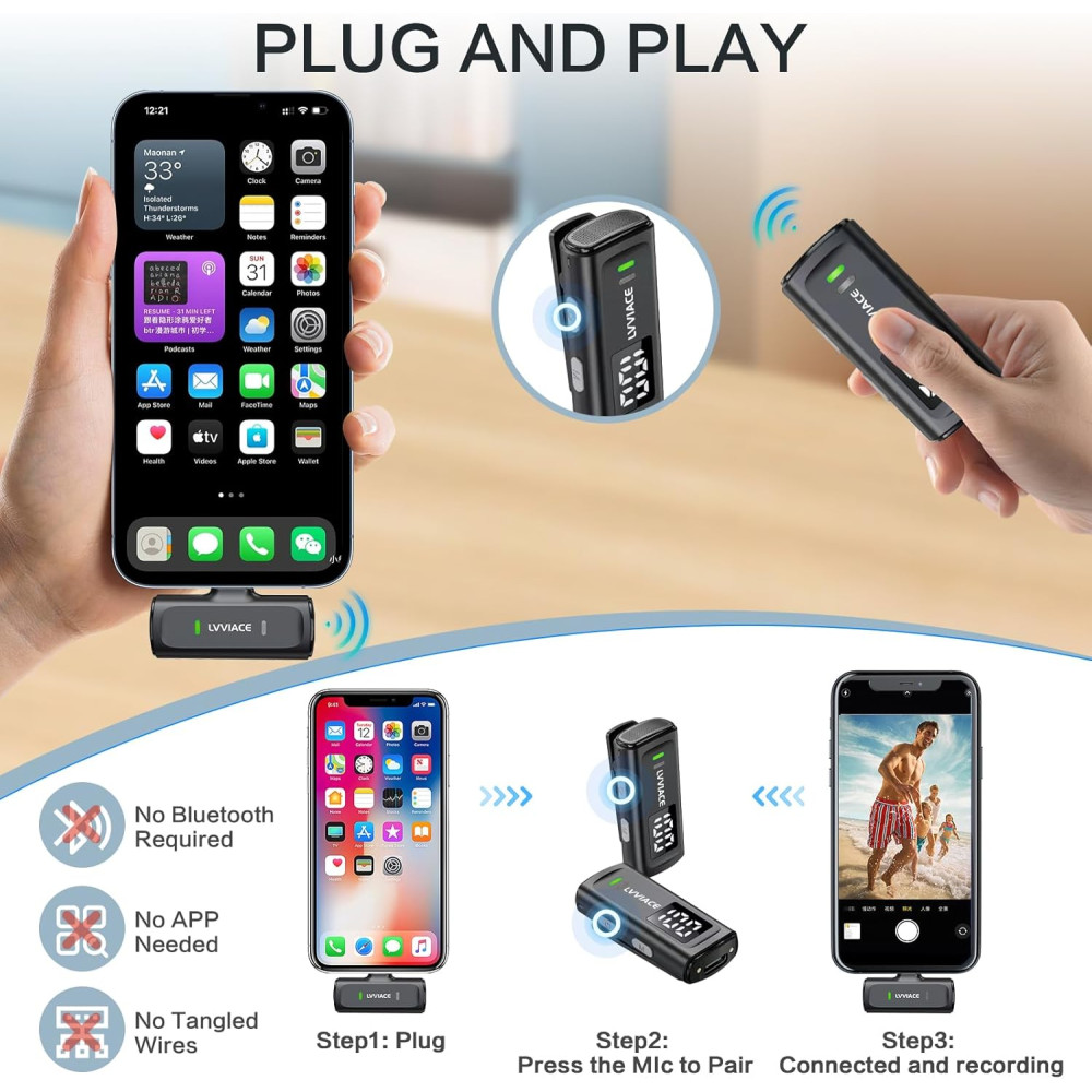 Беспроводной микрофон LVVIACE Lavalier с USB Type-C