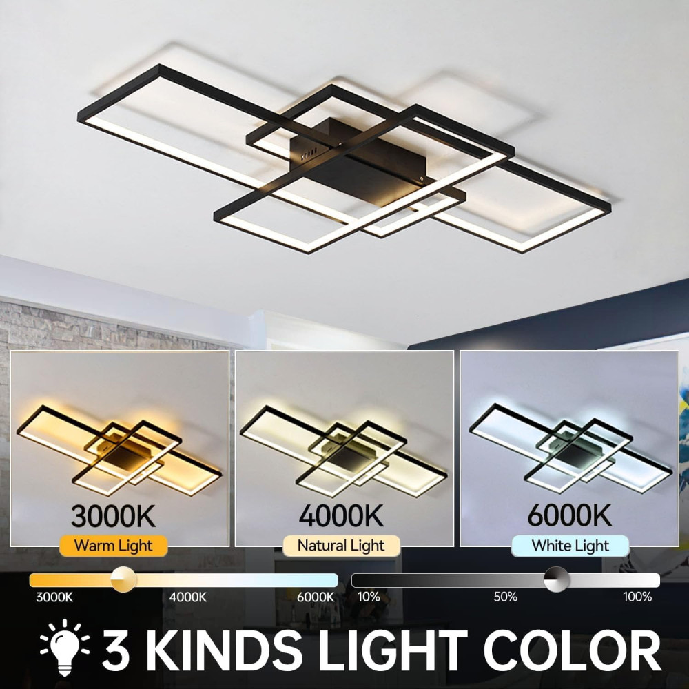 Потолочный светильник ASJK LED, 60 Вт, чёрный, 80 см