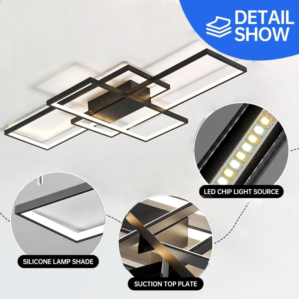 Потолочный светильник ASJK LED, 60 Вт, чёрный, 80 см