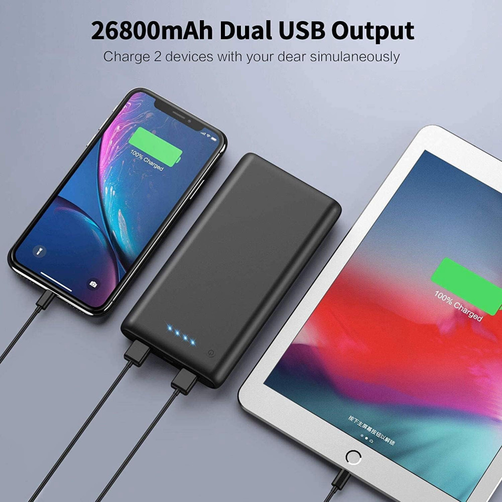 Power Bank Павербанк QTshine 26800 мА·ч, 2 USB, быстрая зарядка