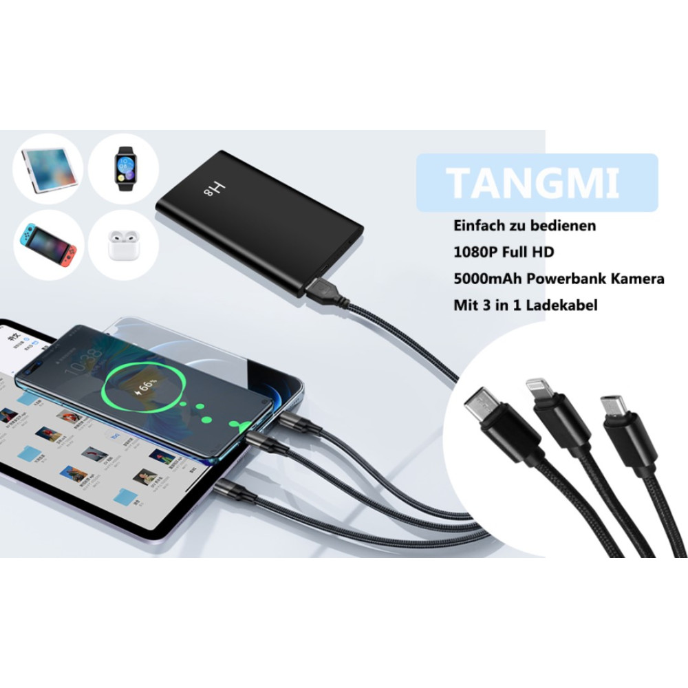Скрытая мини камера TANGMI 1080P HD, Wi-Fi камера з Powerbank 5000 мАч