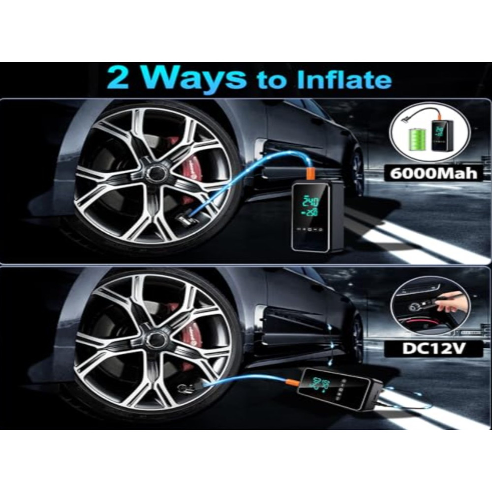 Портативный автомобильный компрессор IPflin 150PSI, 6000mAh