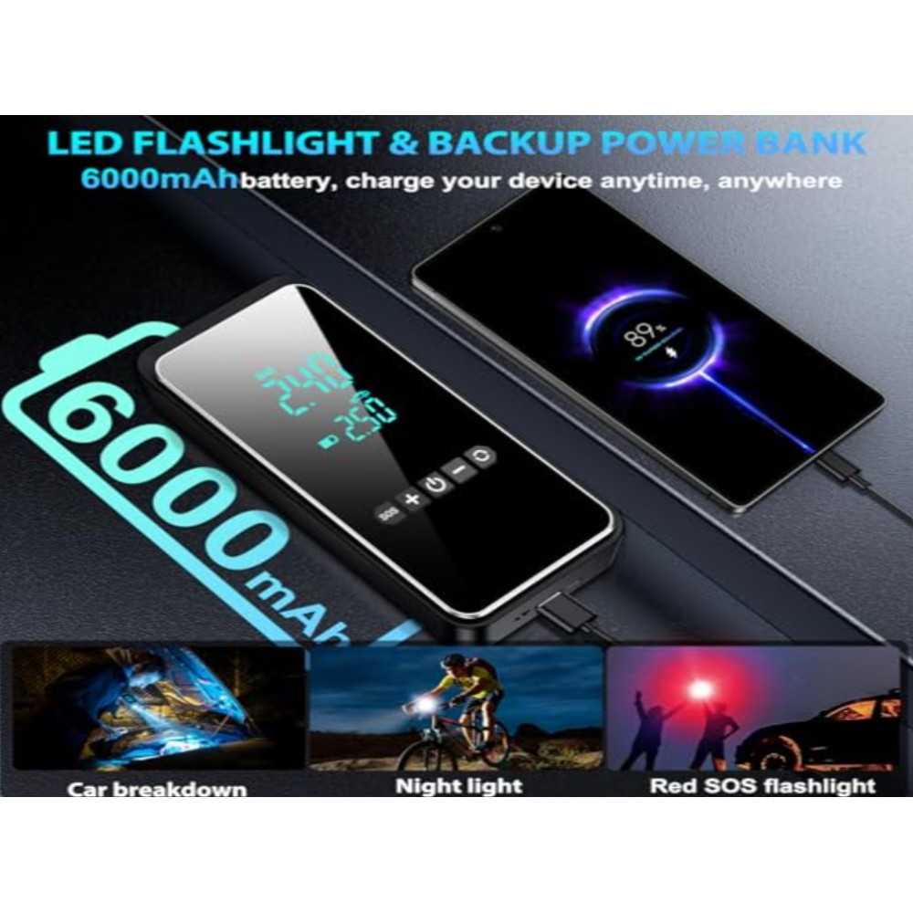 Портативный автомобильный компрессор IPflin 150PSI, 6000mAh