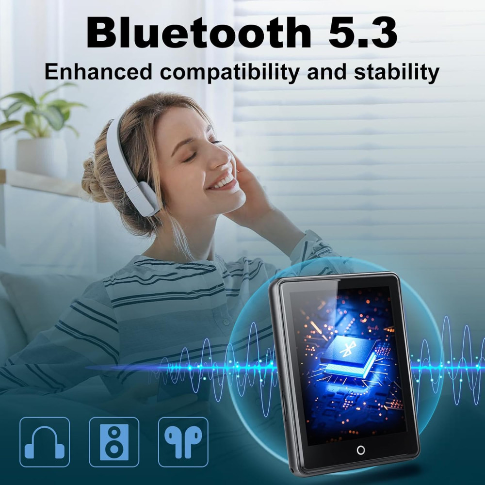 MP3-плеер MUZXQII 64 ГБ с Bluetooth 5.3 и сенсорным экраном