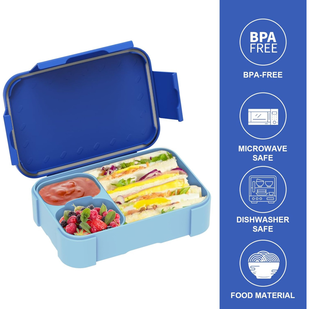 Дитячий ланчбокс із відділеннями Xjianfu, 900 мл, синій
