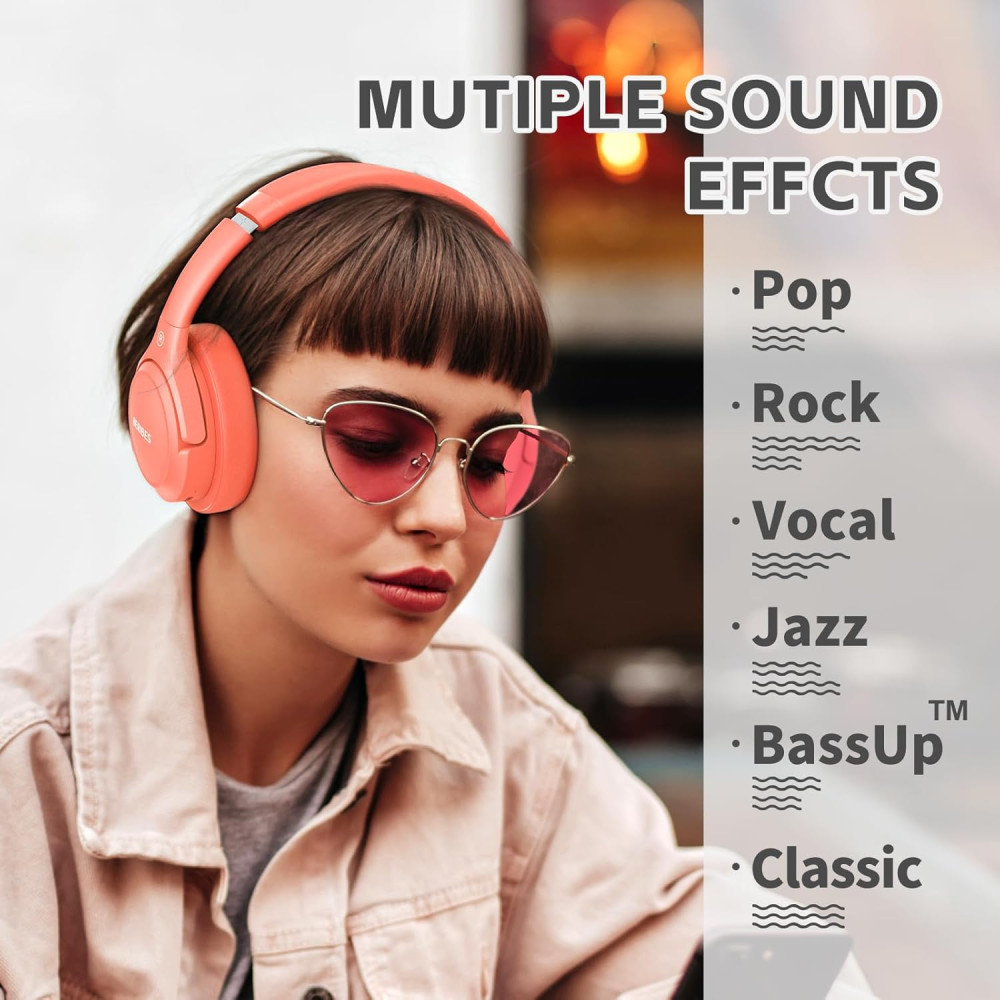 Bluetooth наушники BERIBES Over Ear (оранжево-красные)