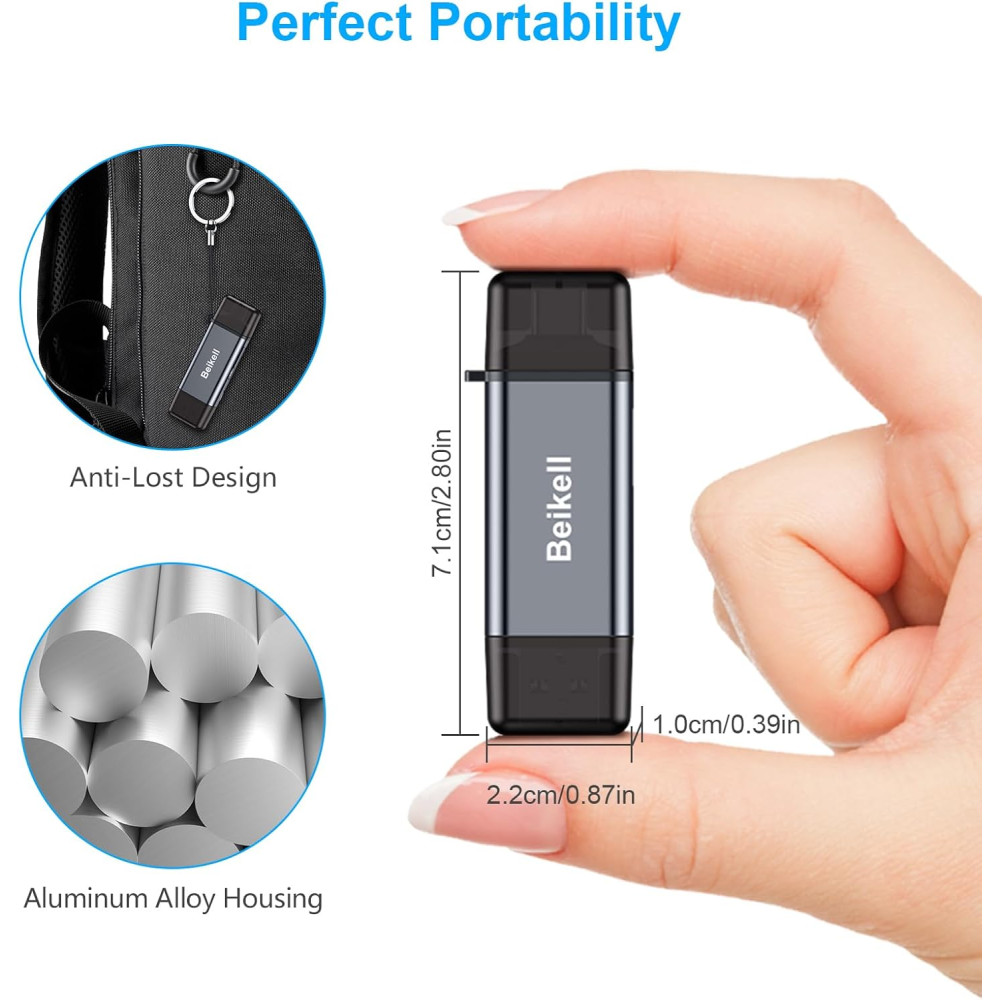 Картридер Beikell с двойным интерфейсом USB 3.0/USB-C