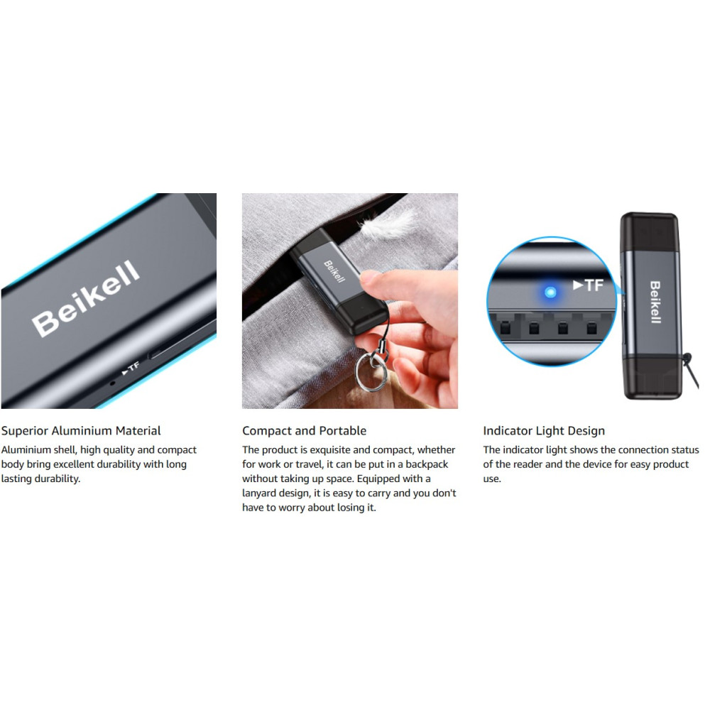 Картридер Beikell с двойным интерфейсом USB 3.0/USB-C