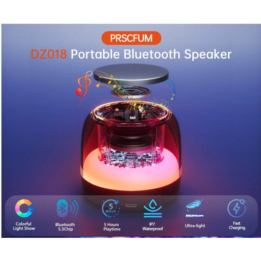 Портативна Bluetooth колонка PRSCFUM DZ-018 з підсвіткою