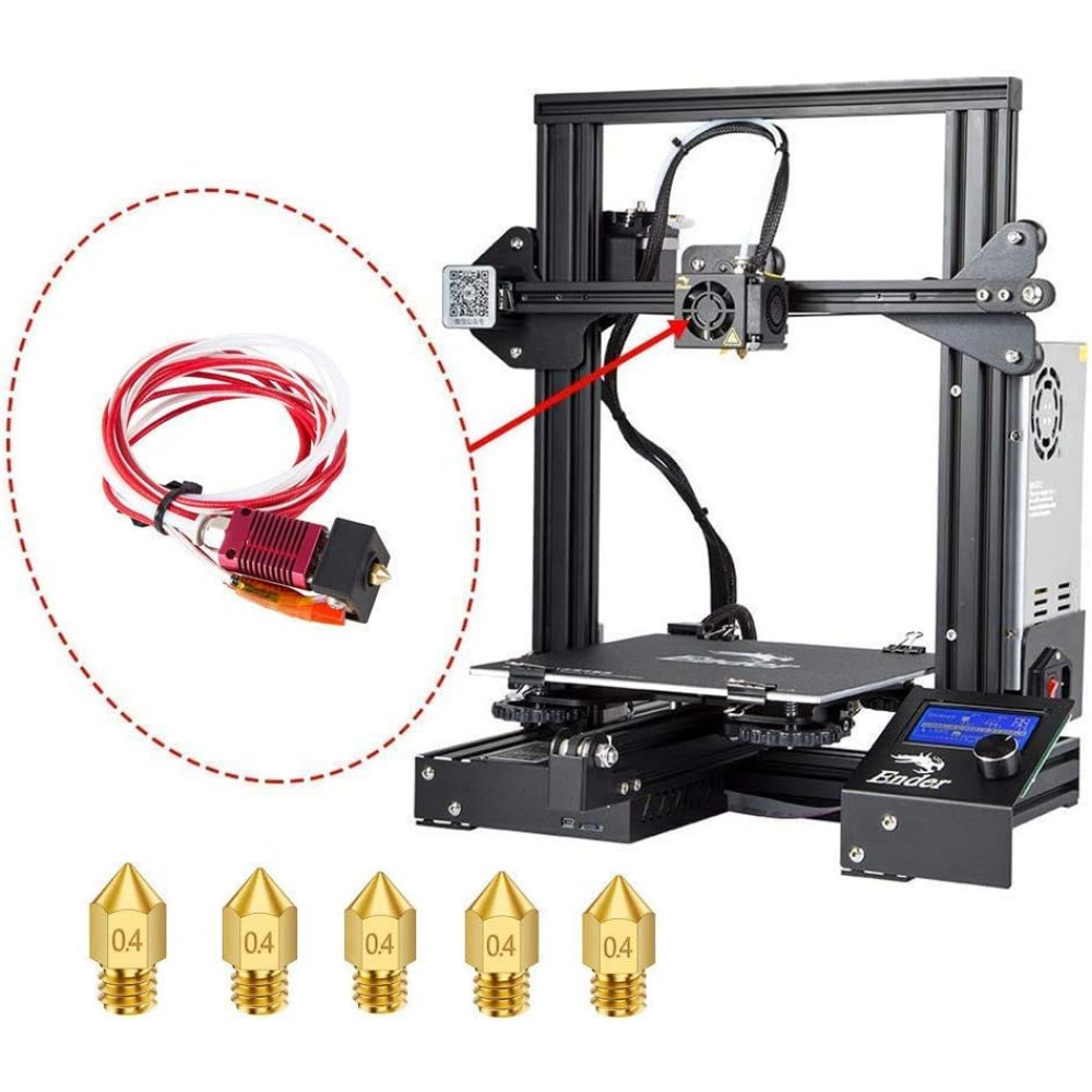 Готовый хотенд Ender 3 от Creality с 5 латунными соплами 0.4 мм (для Ender 3 / Ender 3 V2 / Ender 3 Pro)