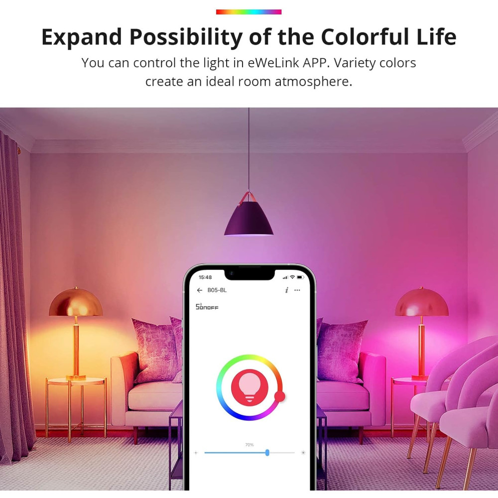 Умная лампа SONOFF B05-BL-A60, Wi-Fi и Bluetooth, 9 Вт, RGB