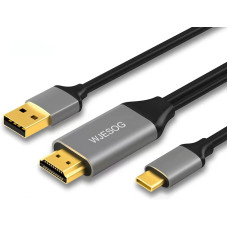 Адаптер HDMI на USB-C WJESOG, кабель 2 м, 4K@60 Гц с USB-кабелем питания