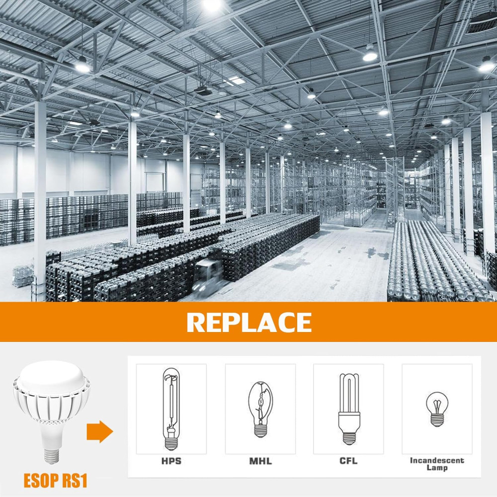 Светодиодная лампа ESOP LED Bulb 100 Вт E40 с адаптером E27, 13000 Лм, 6500K
