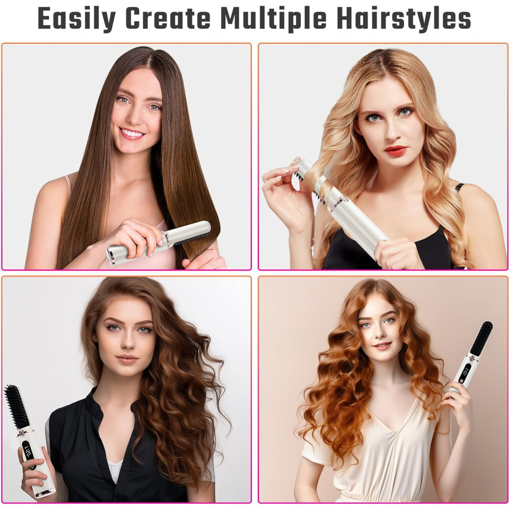 Аккумуляторная щётка-выпрямитель Aceshop, мини-выпрямитель для волос с ионизацией