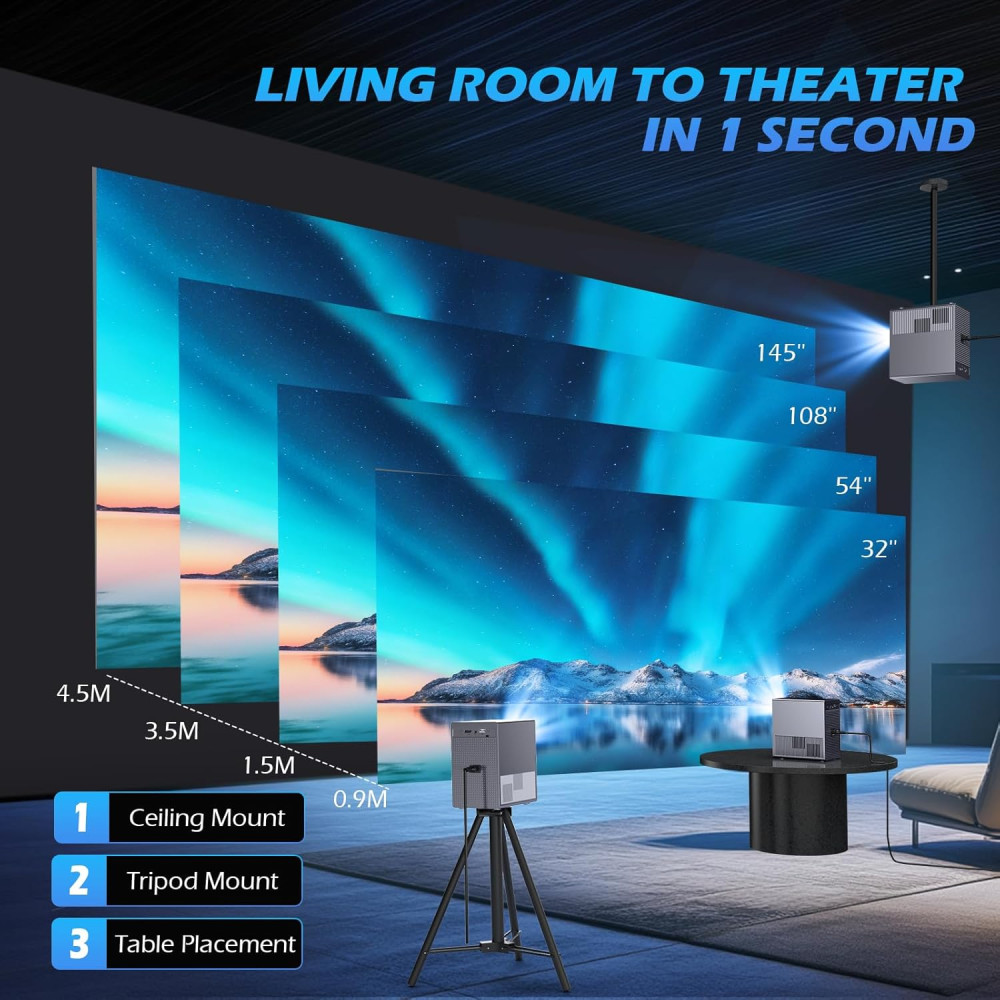 Проектор Ctalyn 4K Full HD 1080, яркость 15000 лм