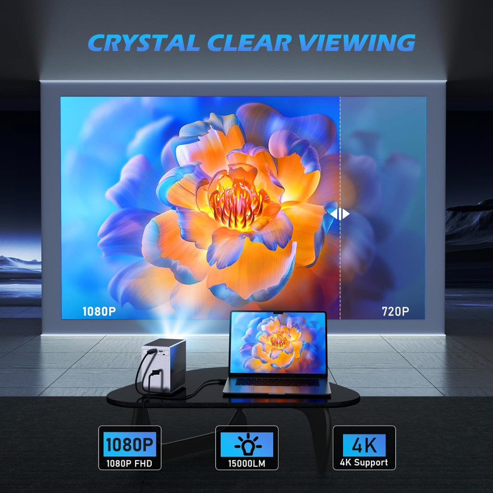 Проектор Ctalyn 4K Full HD 1080, яркость 15000 лм