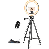 Кольцевая лампа с штативом и держателем для телефона UBeesize TR50 10"