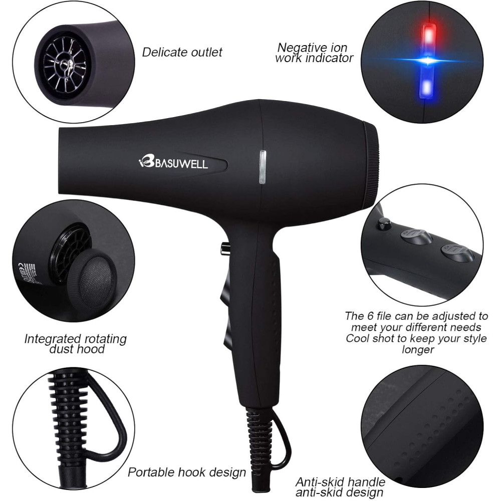 Фен для волосся з іонізацією Basuwell Hair Dryer Professional 2100W