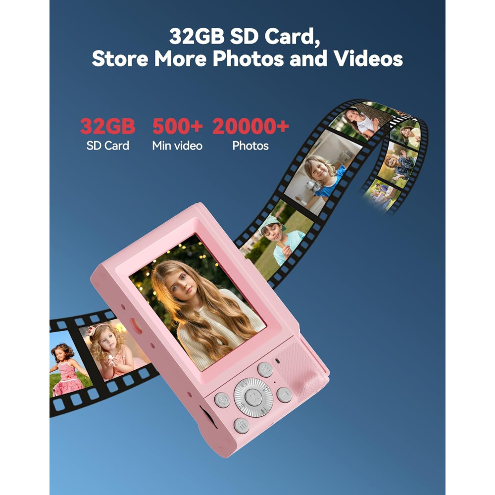 Детская цифровая камера ROQIOO 48MP, 1080P, с автофокусом и 16x зумом